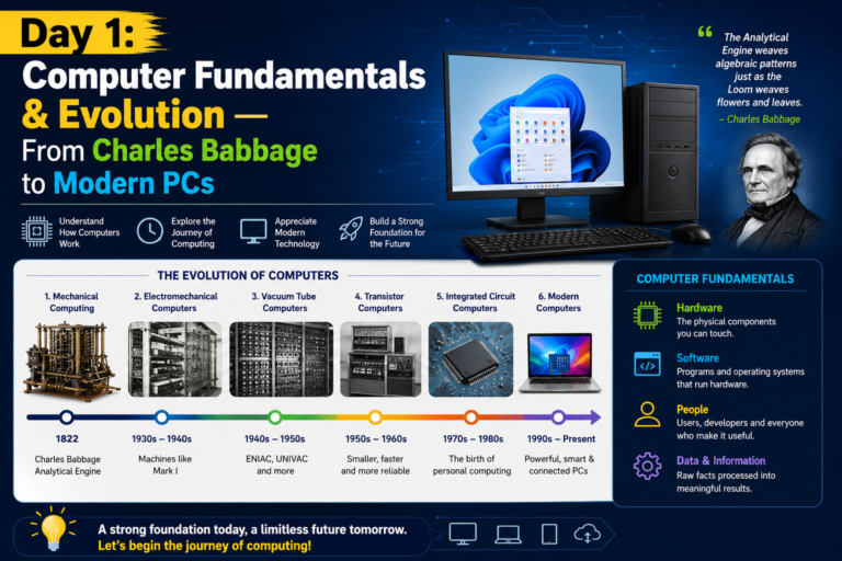 Day 1 Computer Fundamentals & Evolution — From Charles Babbage to Modern PCs